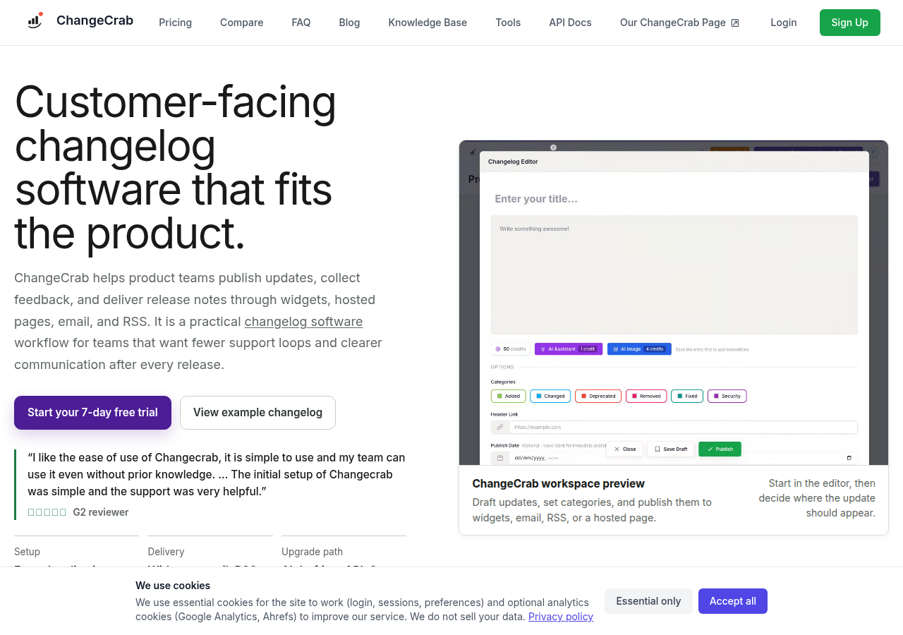 Screenshot of changecrab.com