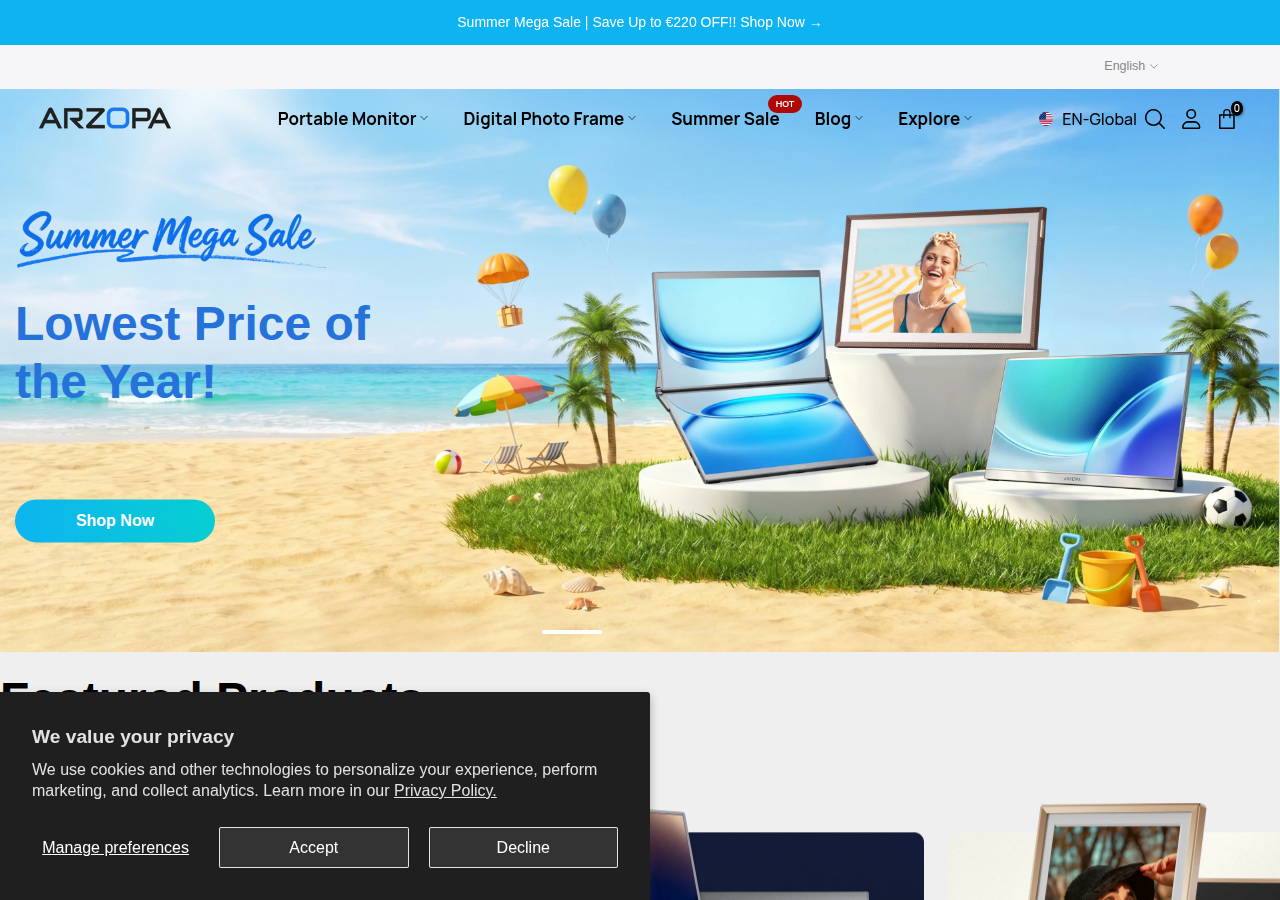 Screenshot of arzopa.com