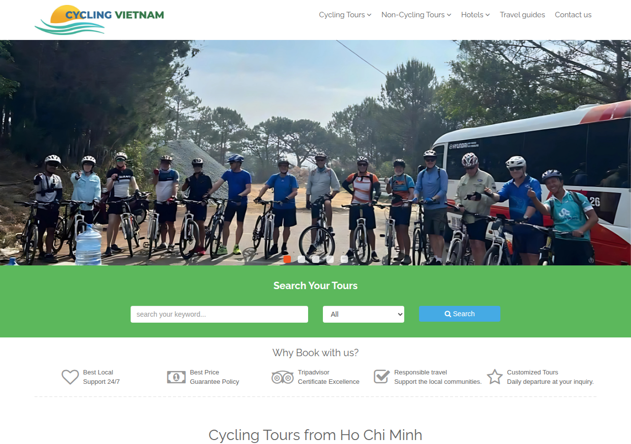 Screenshot of cycling-vietnam.com