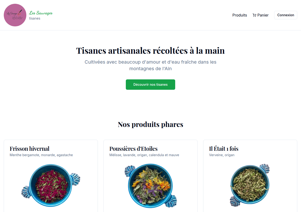 Screenshot of tisanes-les-sauvages.fr