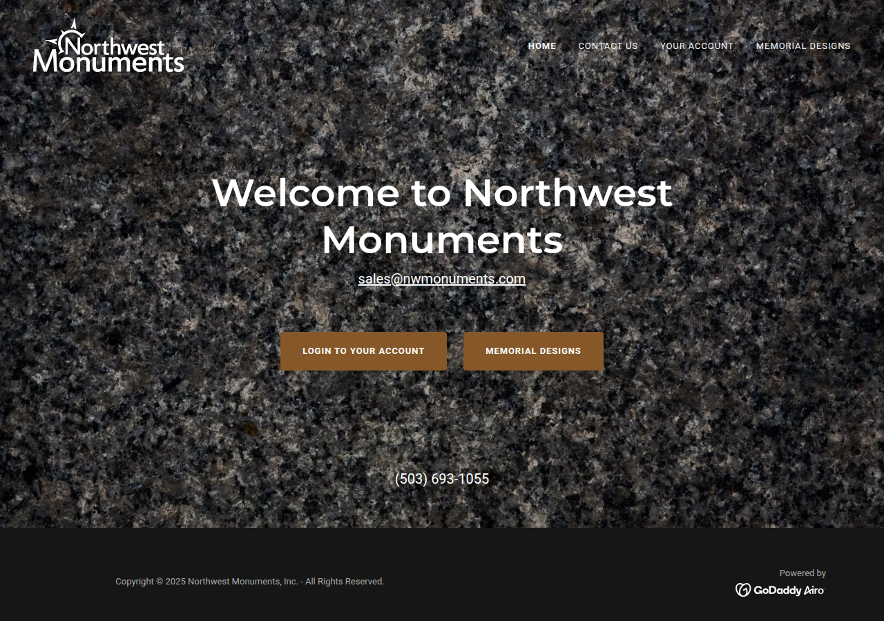 Screenshot of nwmonuments.com