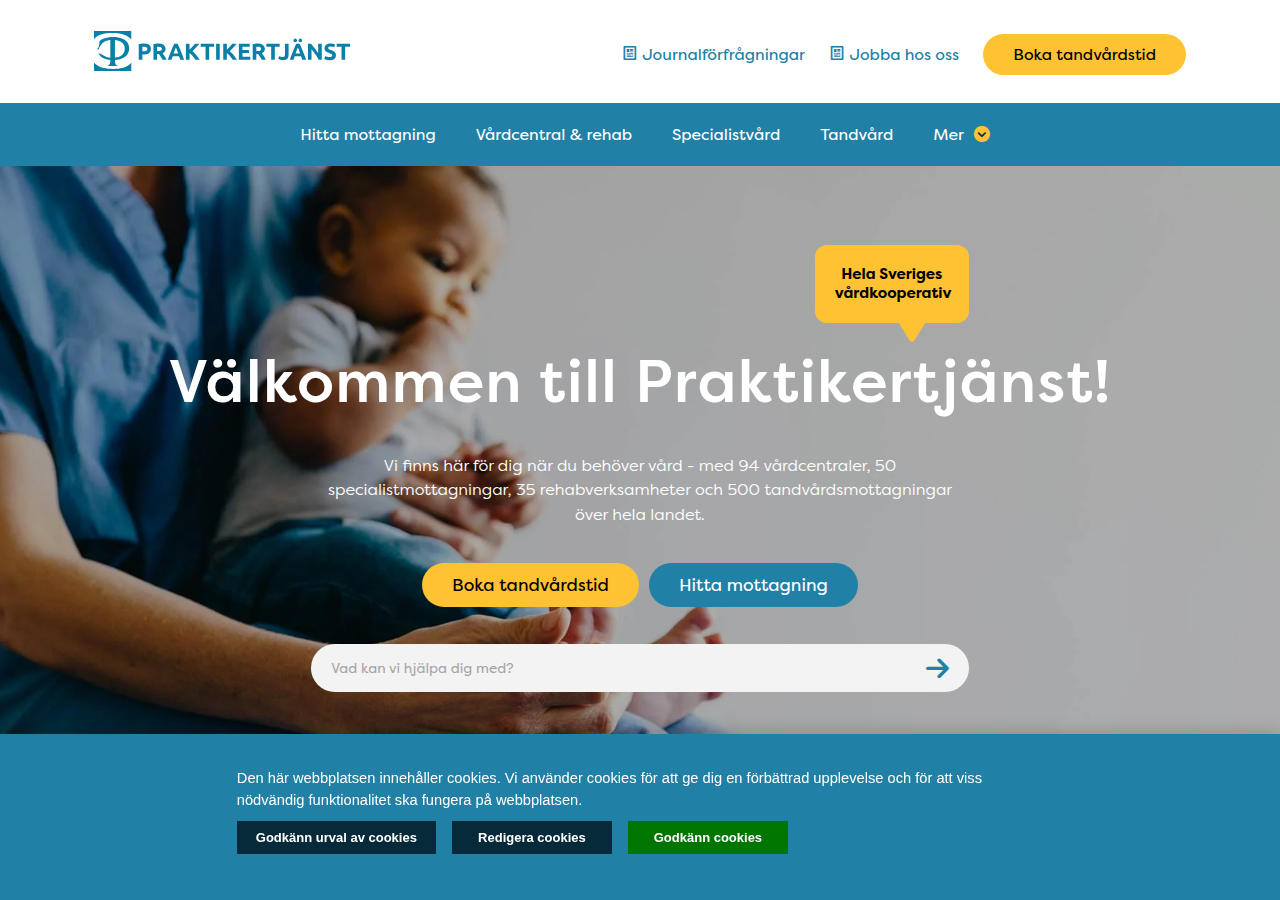 Screenshot of praktikertjanst.se