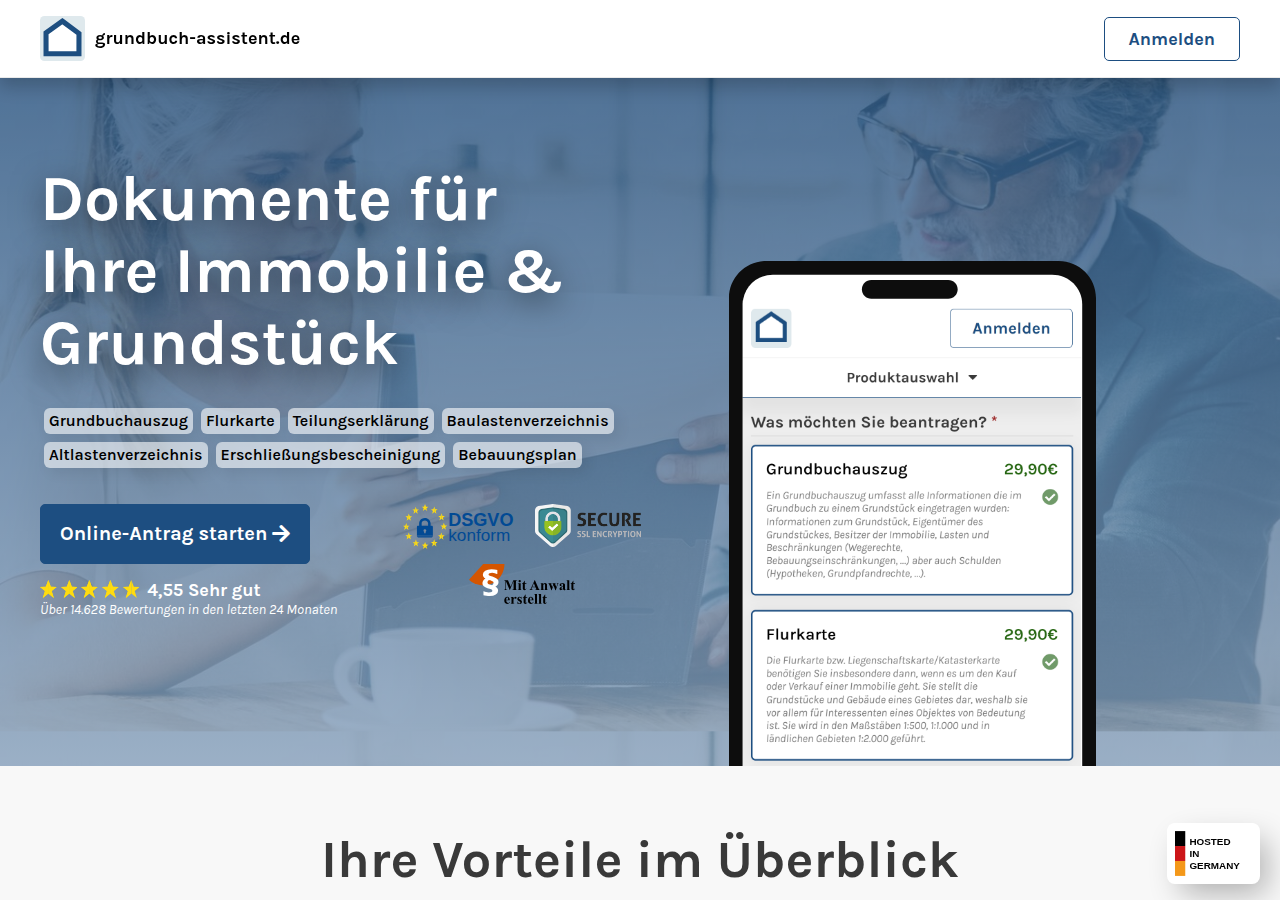 Screenshot of grundbuch-assistent.de