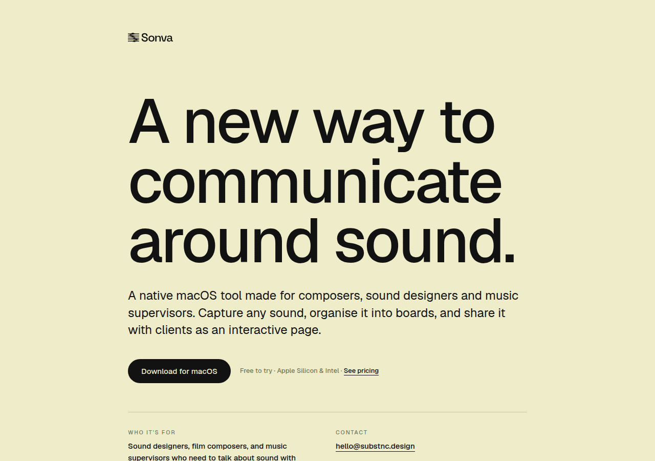 Screenshot of sonva.app