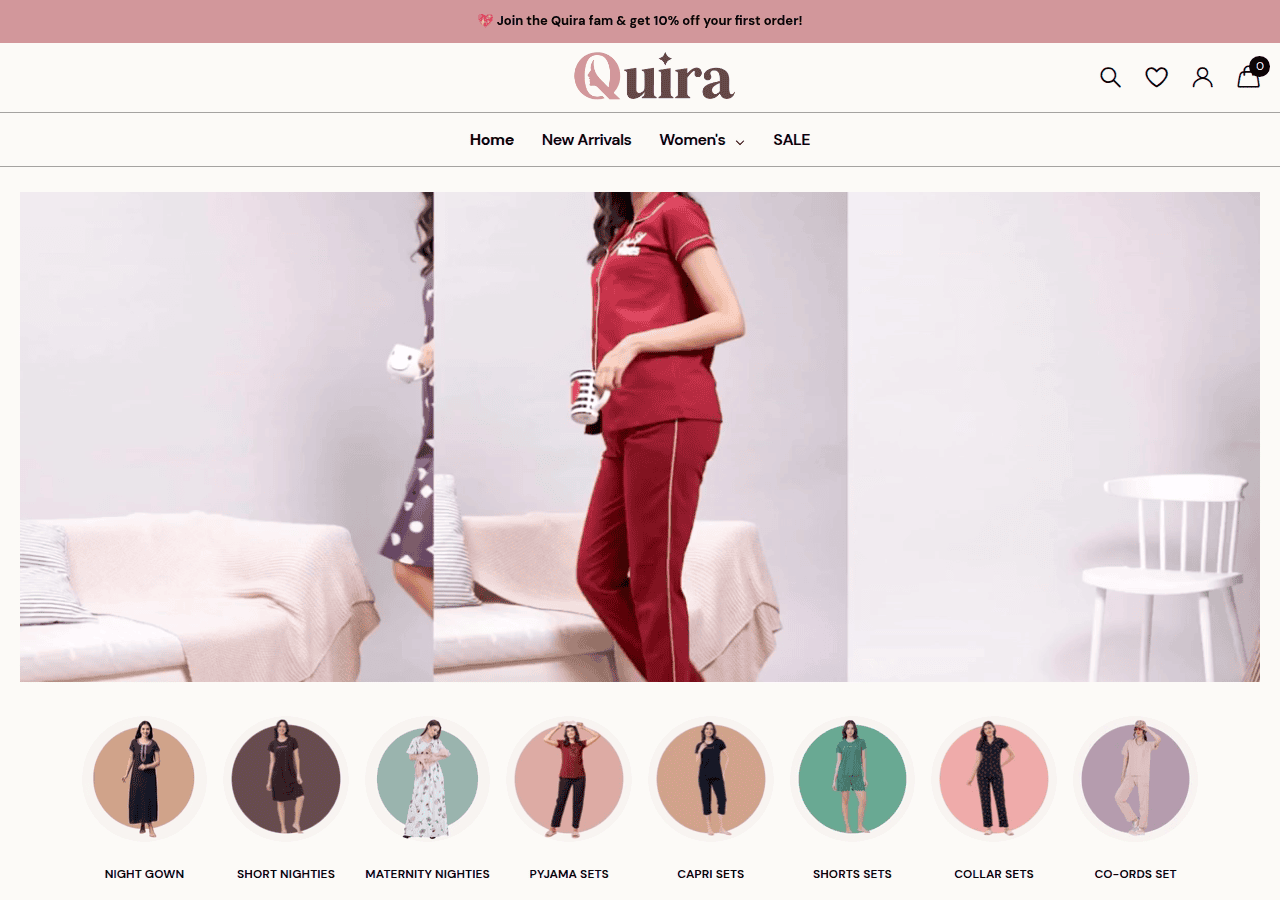 Screenshot of quira.co.in