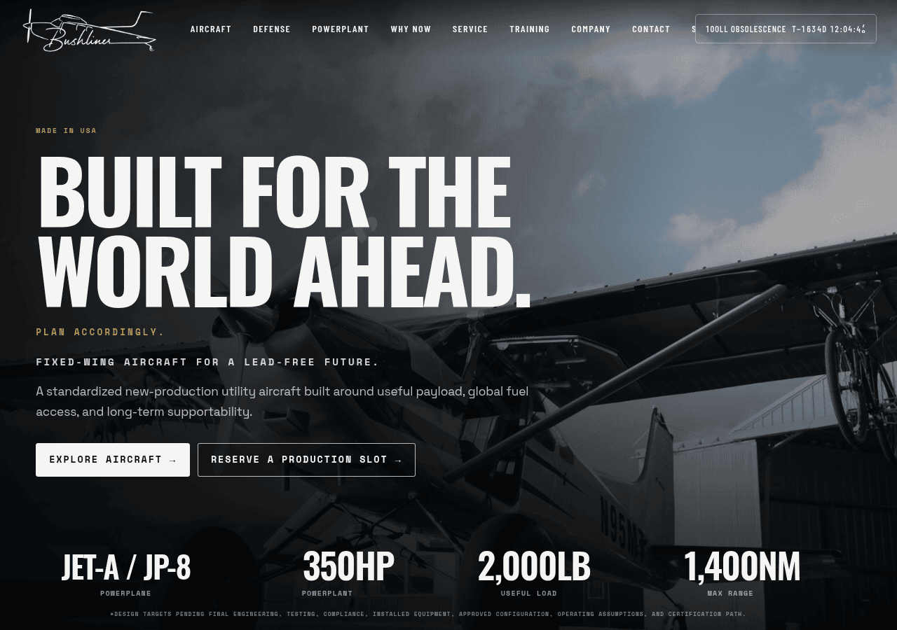 Screenshot of bushliner.com