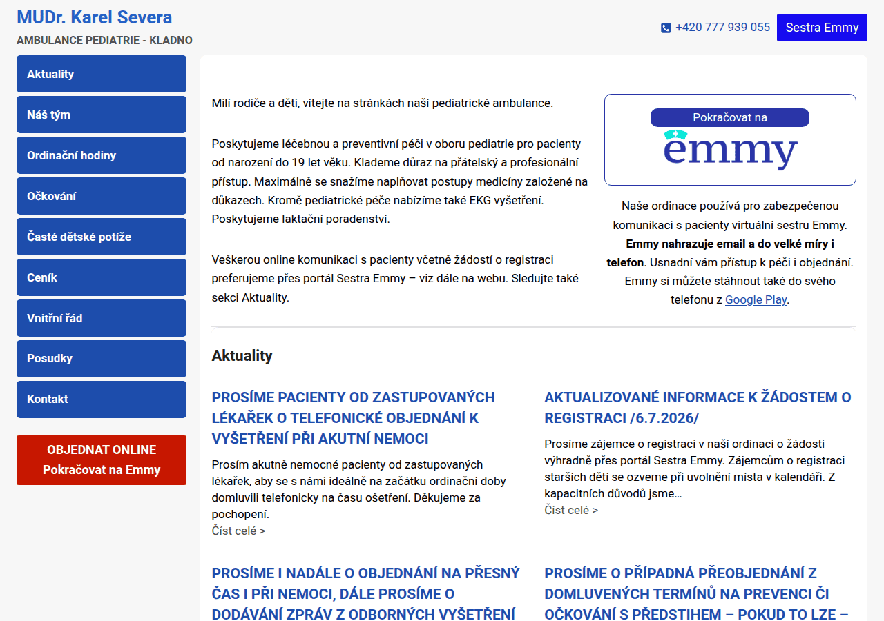 Screenshot of pediatrie-severa.cz