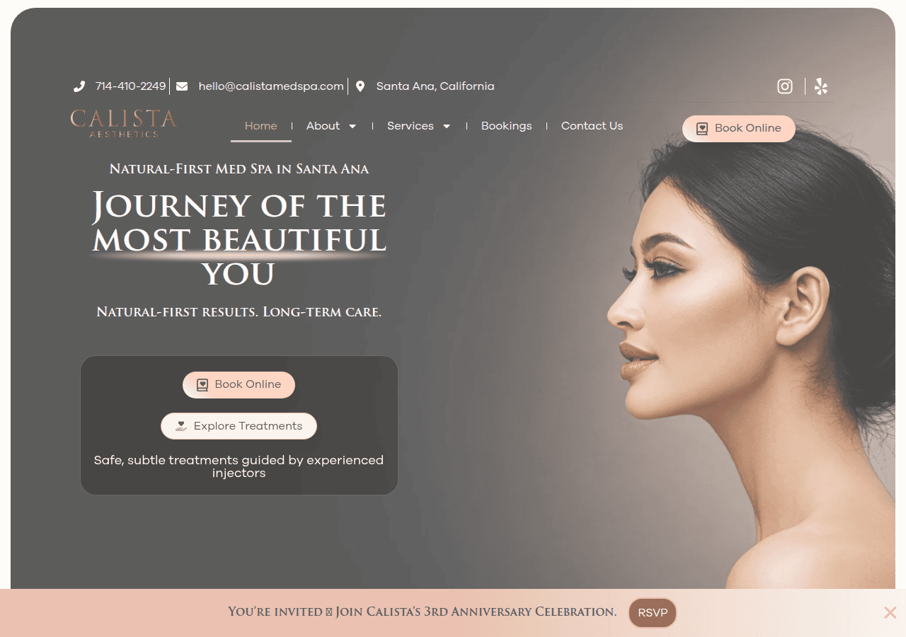 Screenshot of calistamedspa.com