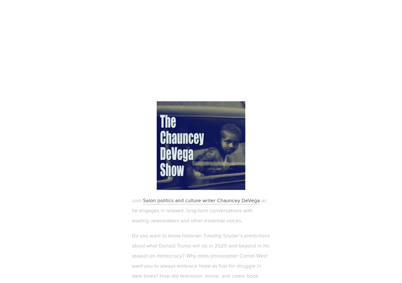 Screenshot of thechaunceydevegashow.com