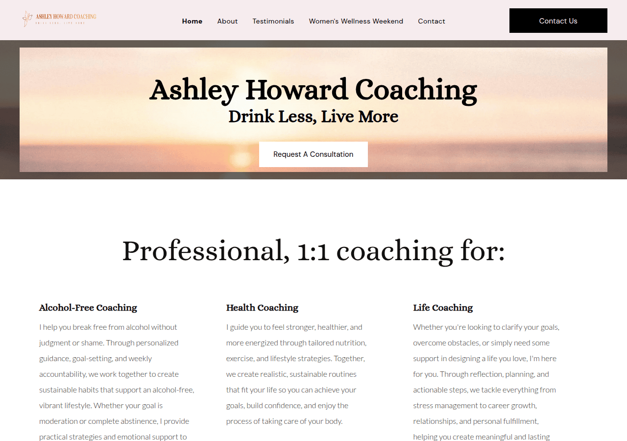 Screenshot of ashleyhowardcoaching.com