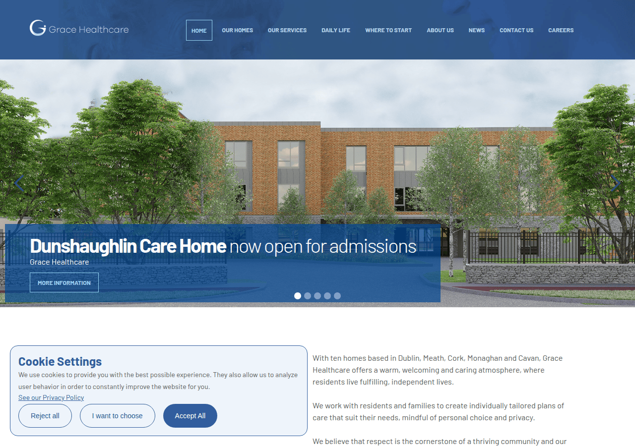 Screenshot of gracehealthcare.ie