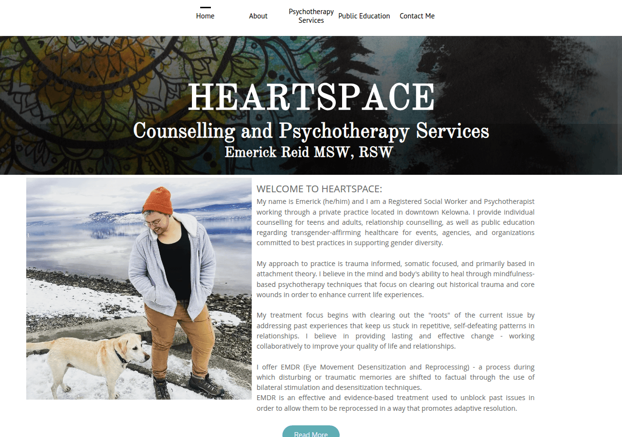 Screenshot of heartspacecounsellingkelowna.com