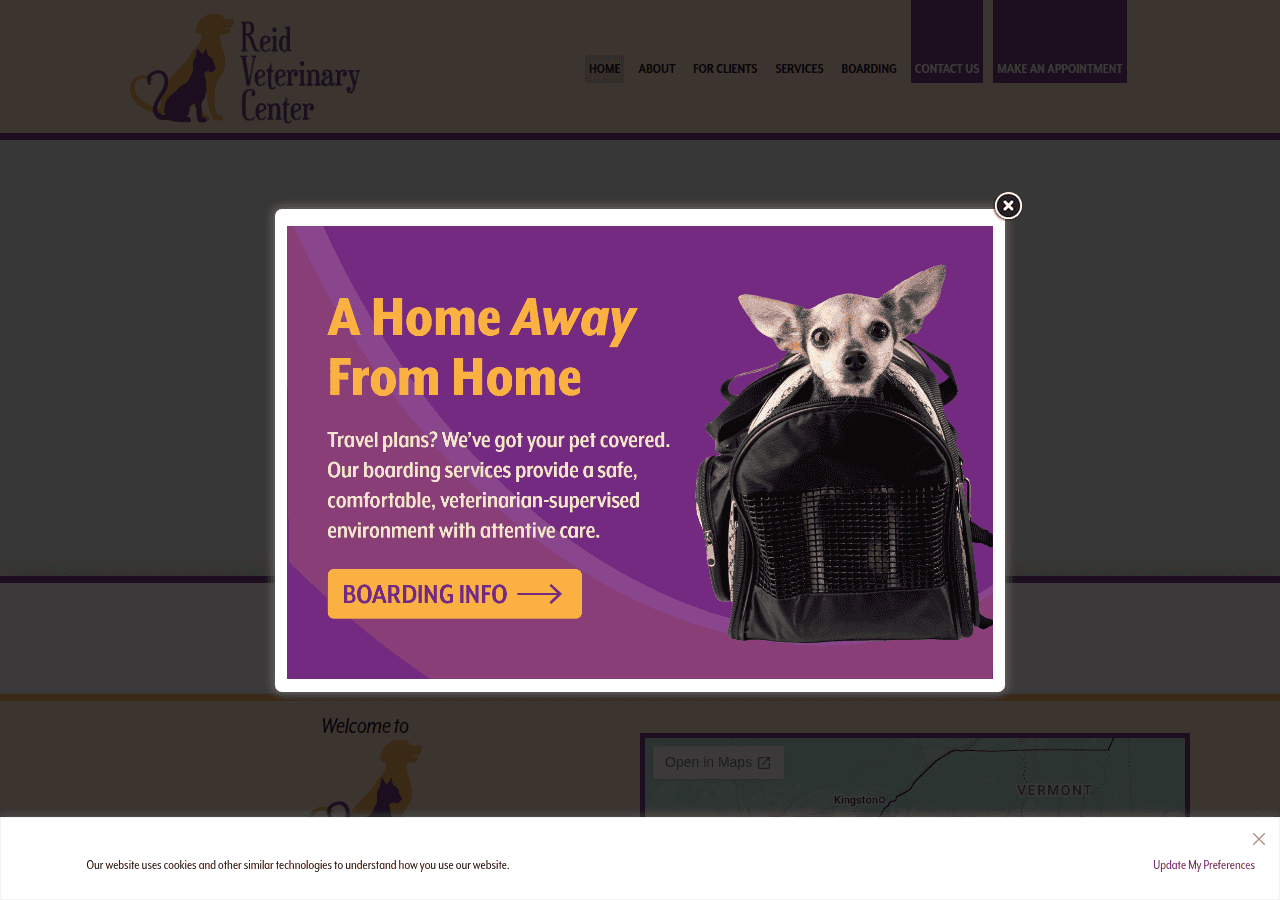 Screenshot of reidvetcenter.com