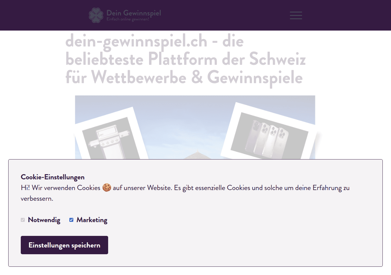 Screenshot of dein-gewinnspiel.ch