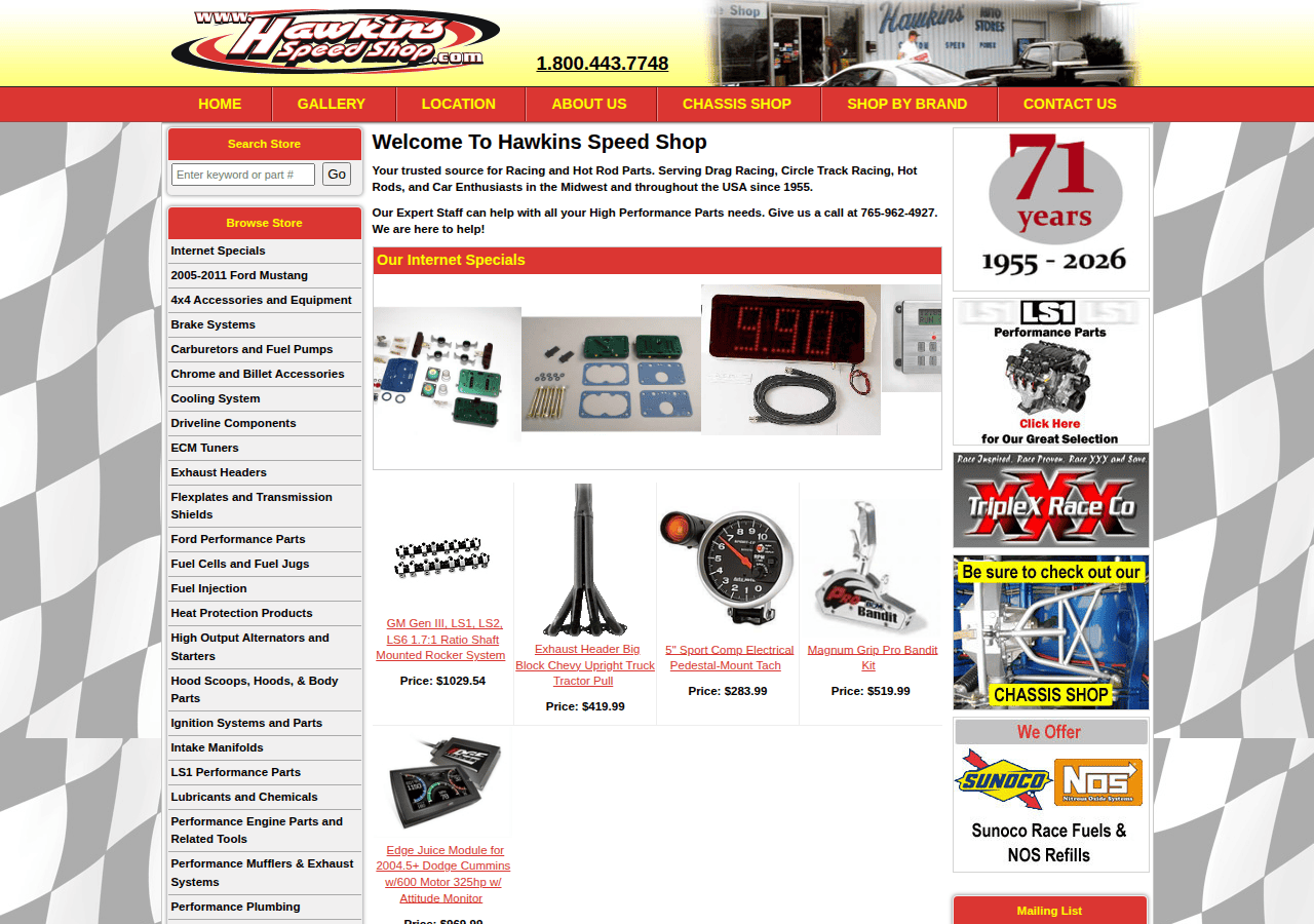 Screenshot of hawkinsspeedshop.com