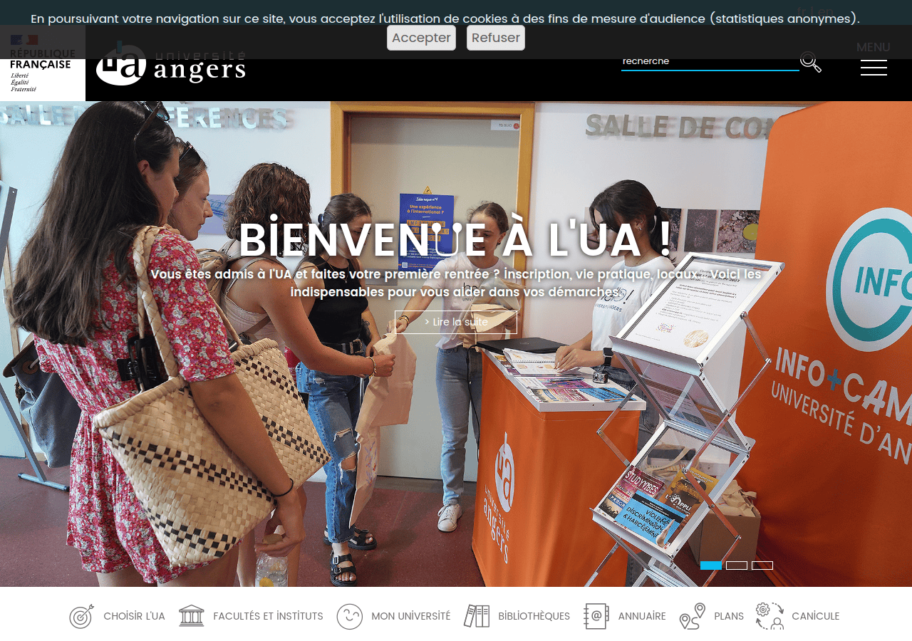 Screenshot of univ-angers.fr