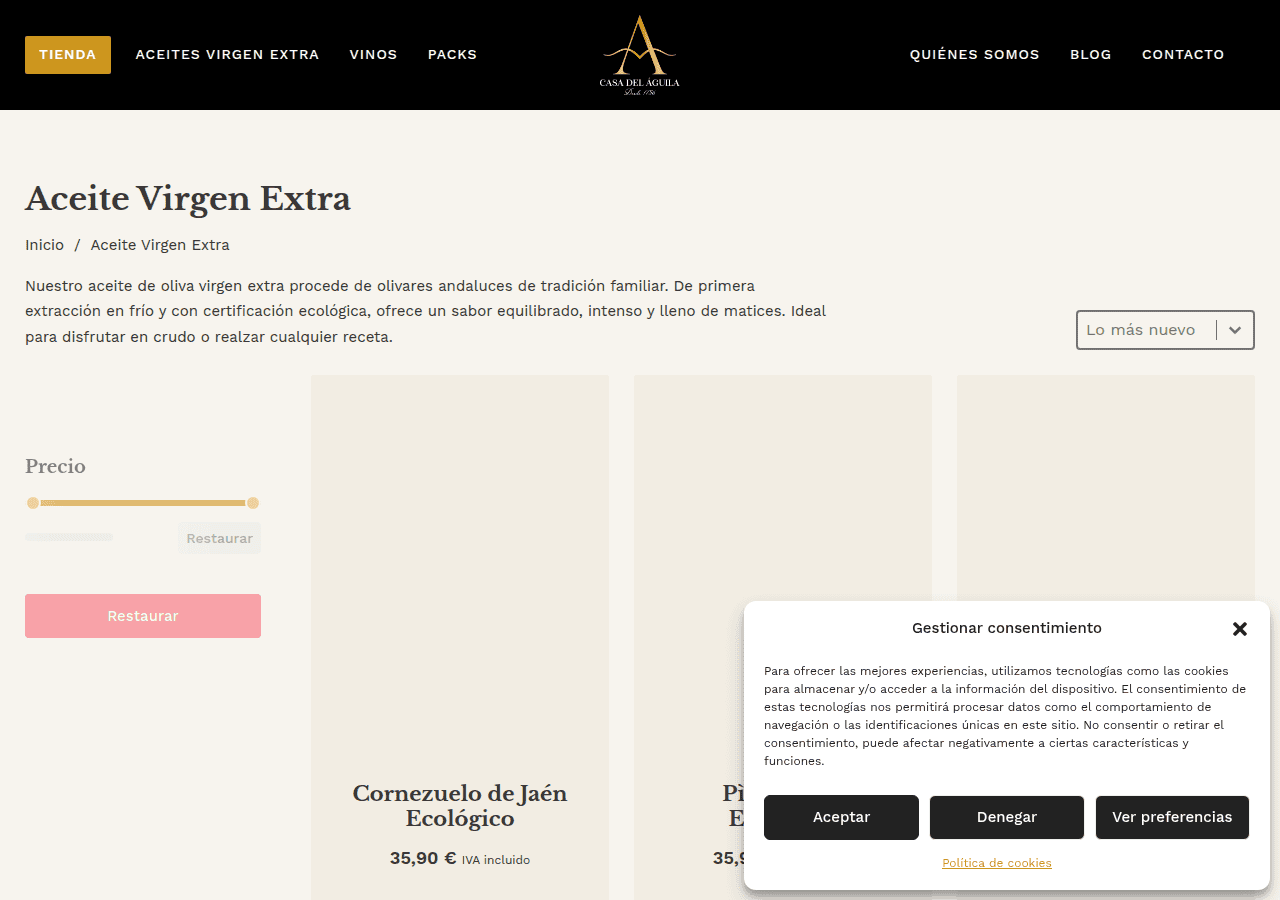 Screenshot of casadelaguila.eu