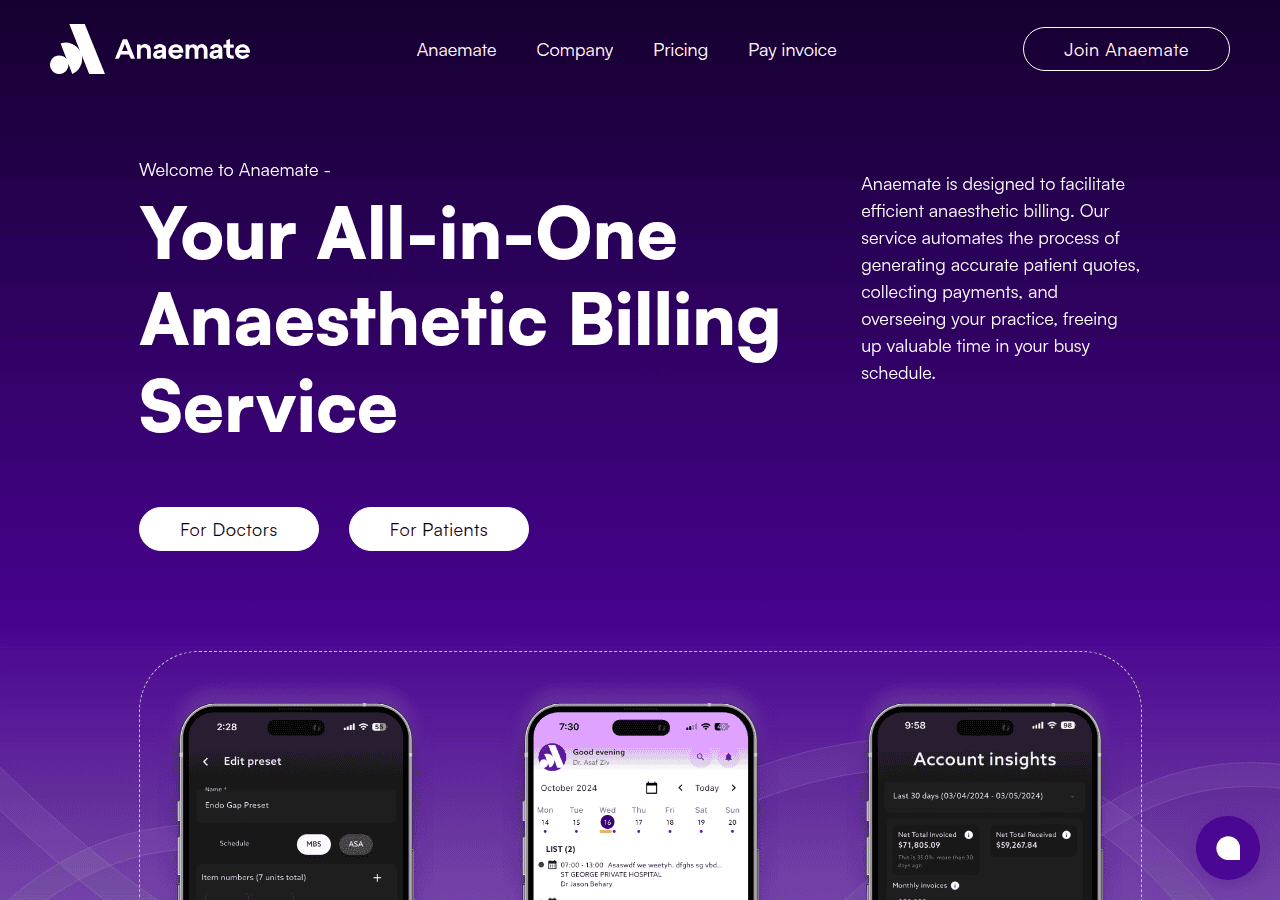 Screenshot of anaemate.com.au