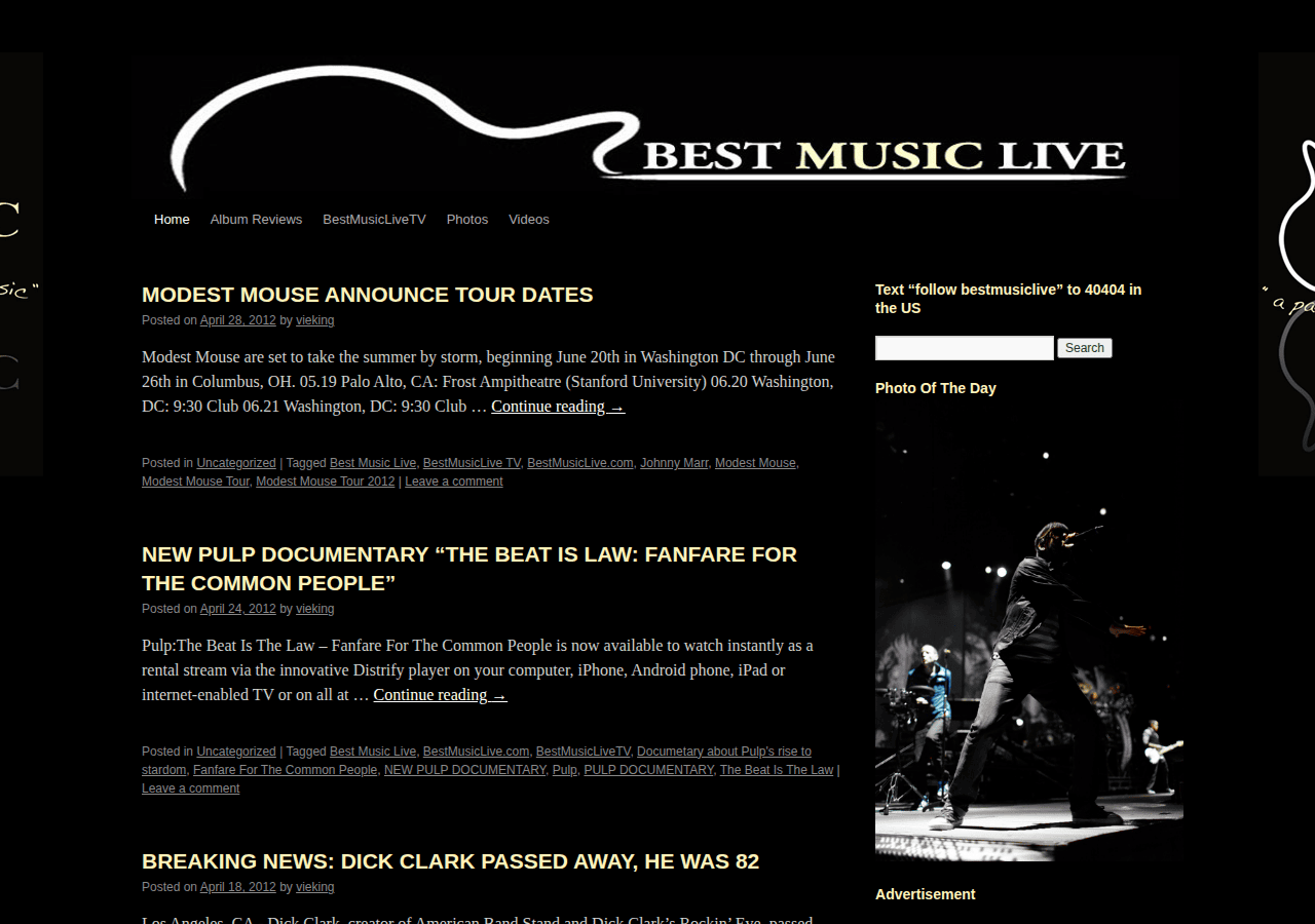 Screenshot of bestmusiclive.com