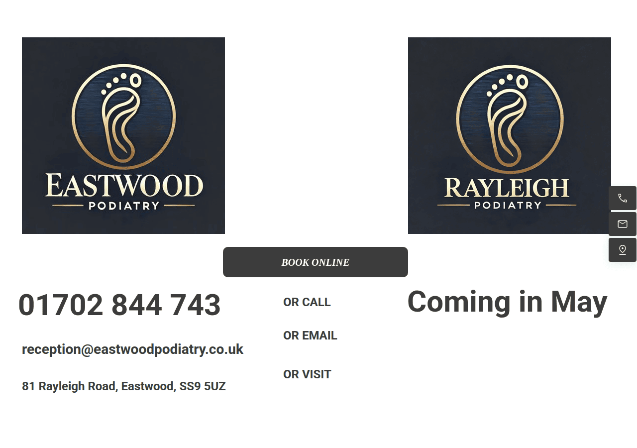 Screenshot of eastwoodpodiatry.co.uk