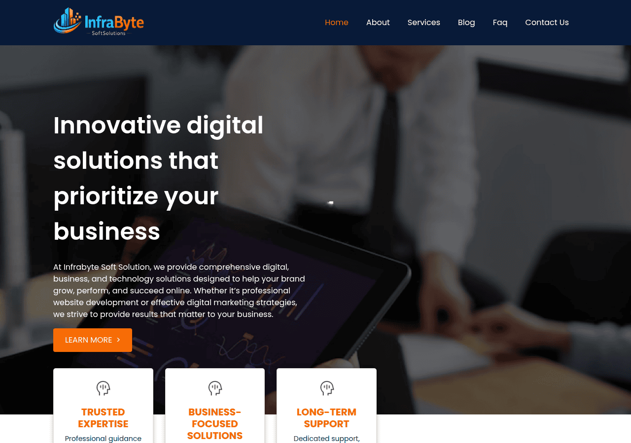 Screenshot of infrabytesoftsolutions.com