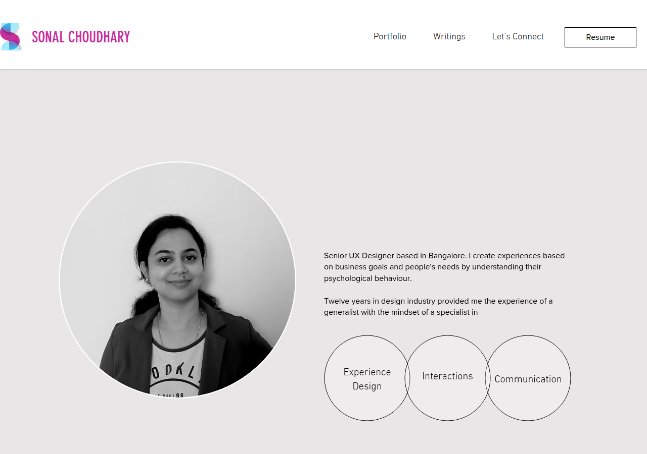Screenshot of sonalchoudhary.com