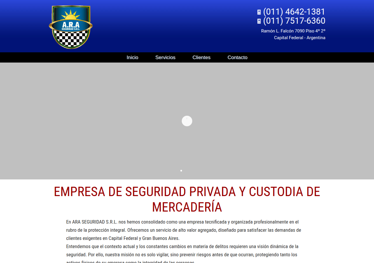 Screenshot of araseguridadsrl.com.ar