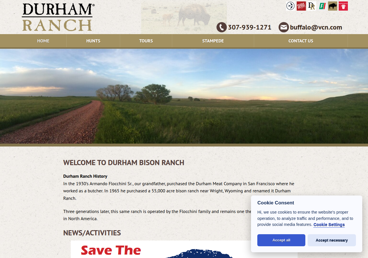 Screenshot of durhambisonranch.com