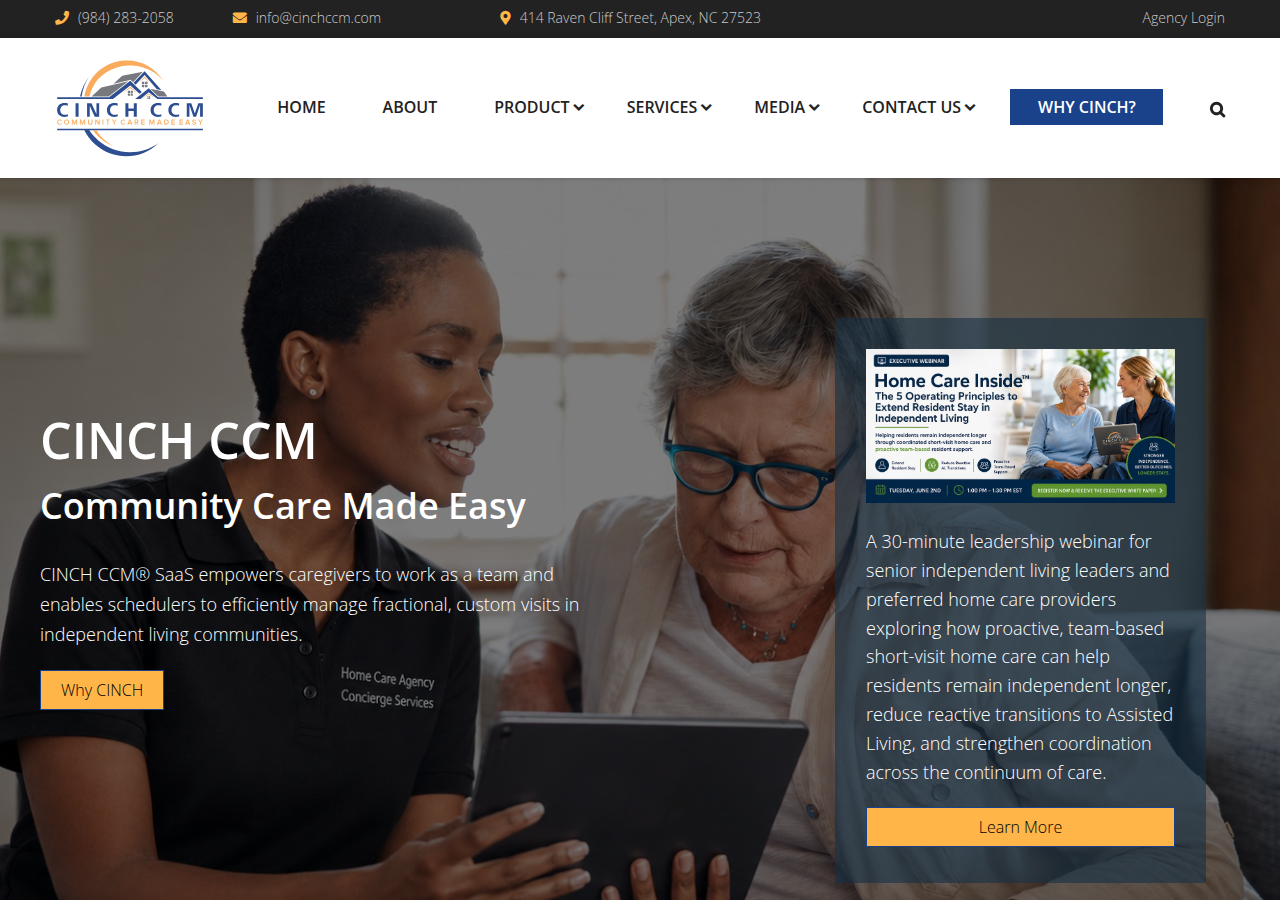 Screenshot of cinchccm.com