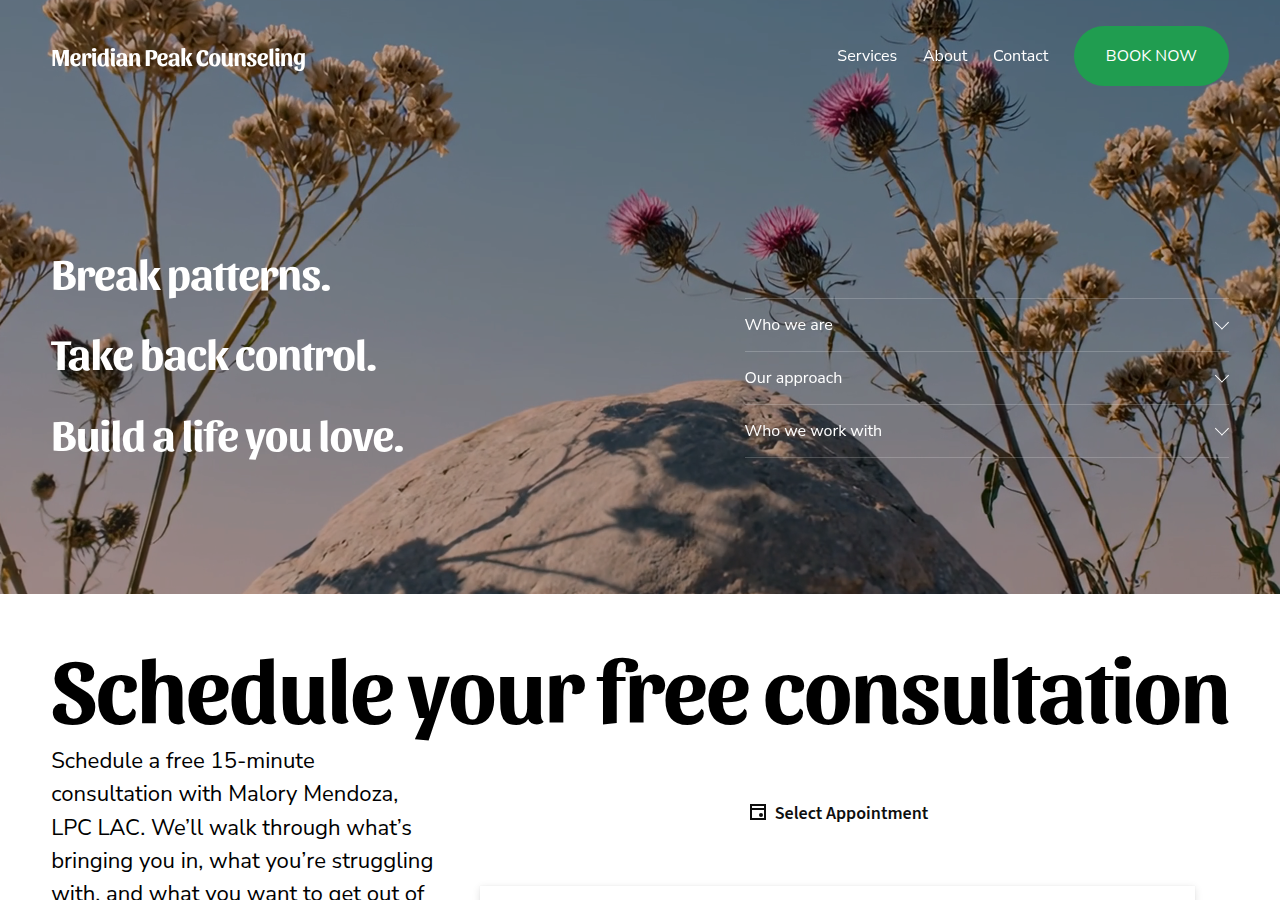 Screenshot of meridianpeakcounseling.com