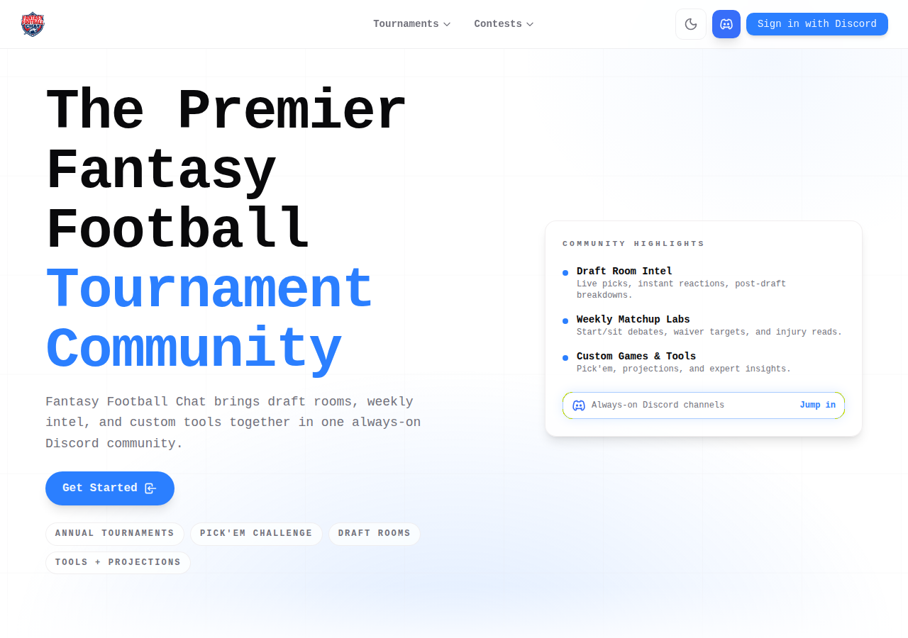 Screenshot of fantasyfootballchat.org