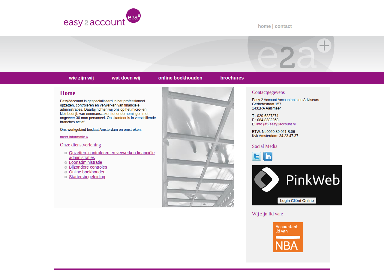 Screenshot of easy2account.nl