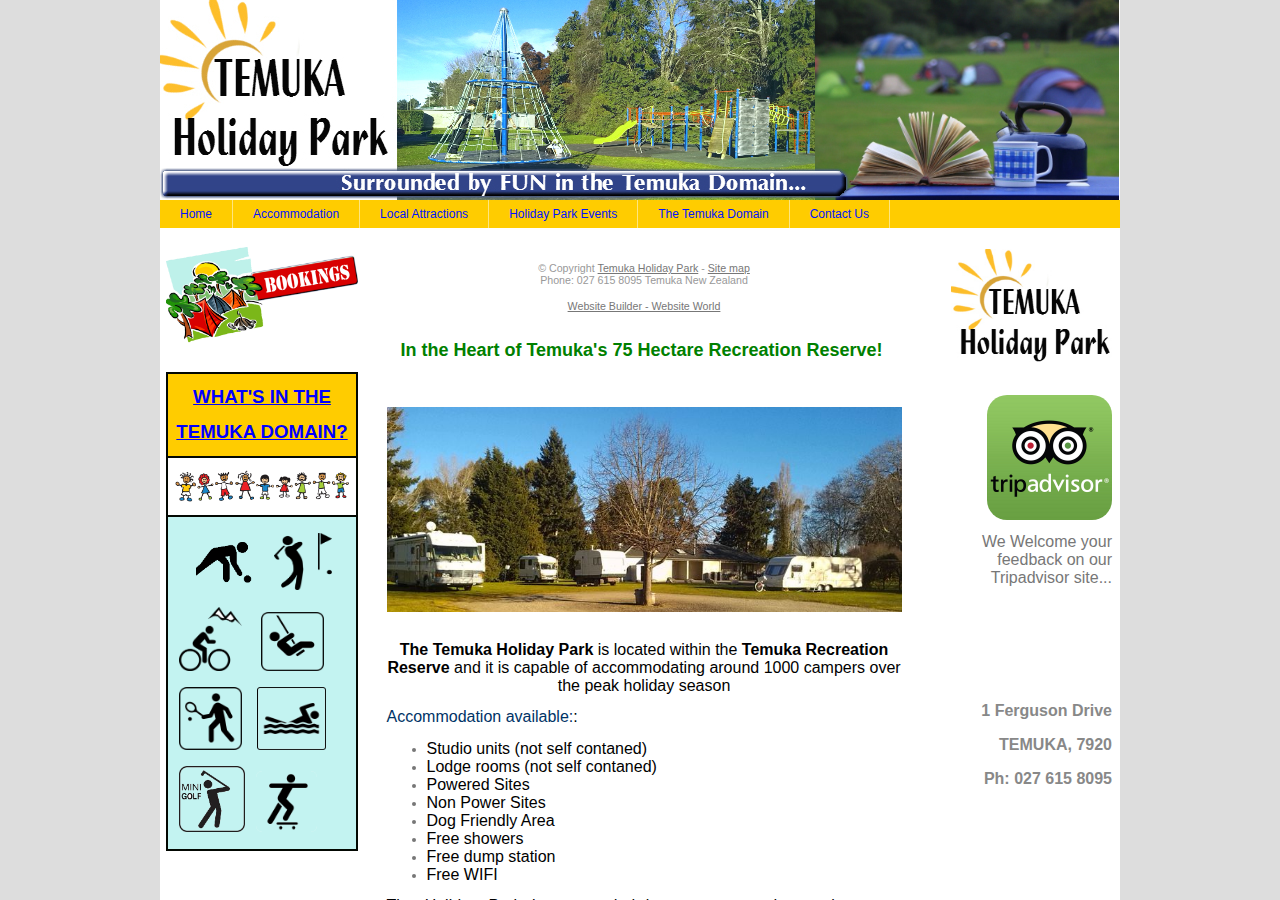 Screenshot of temukaholidaypark.co.nz