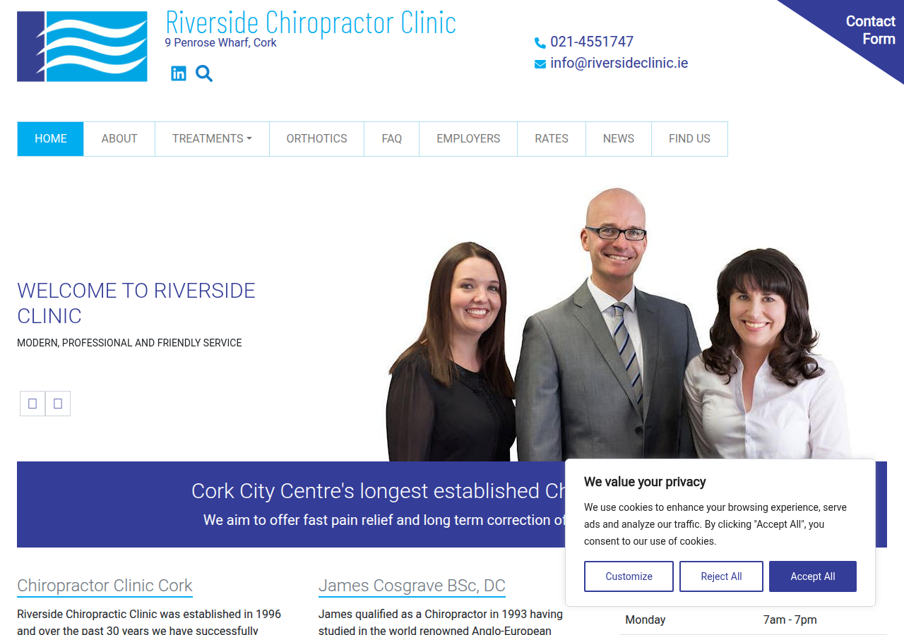 Screenshot of riversideclinic.ie