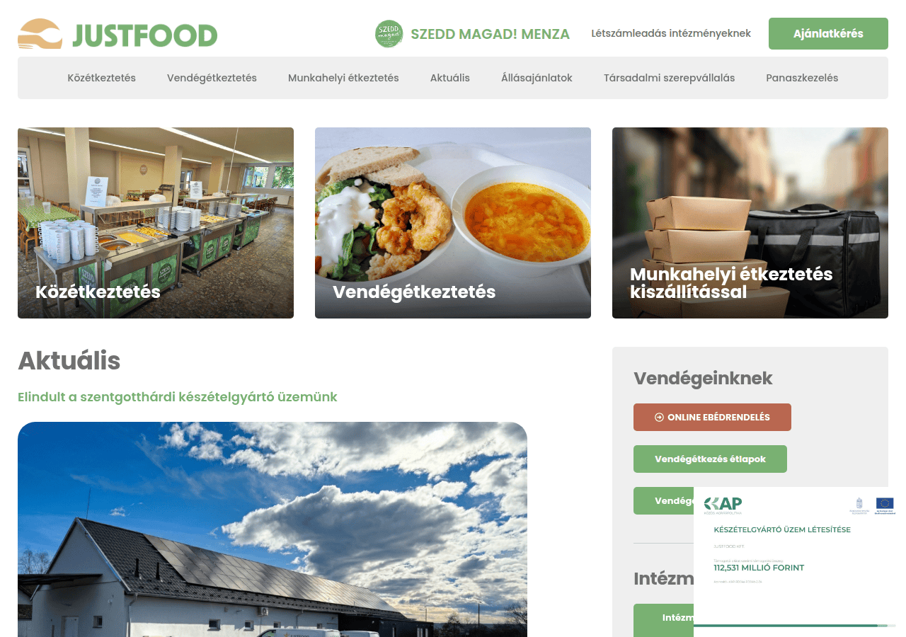 Screenshot of justfood.hu