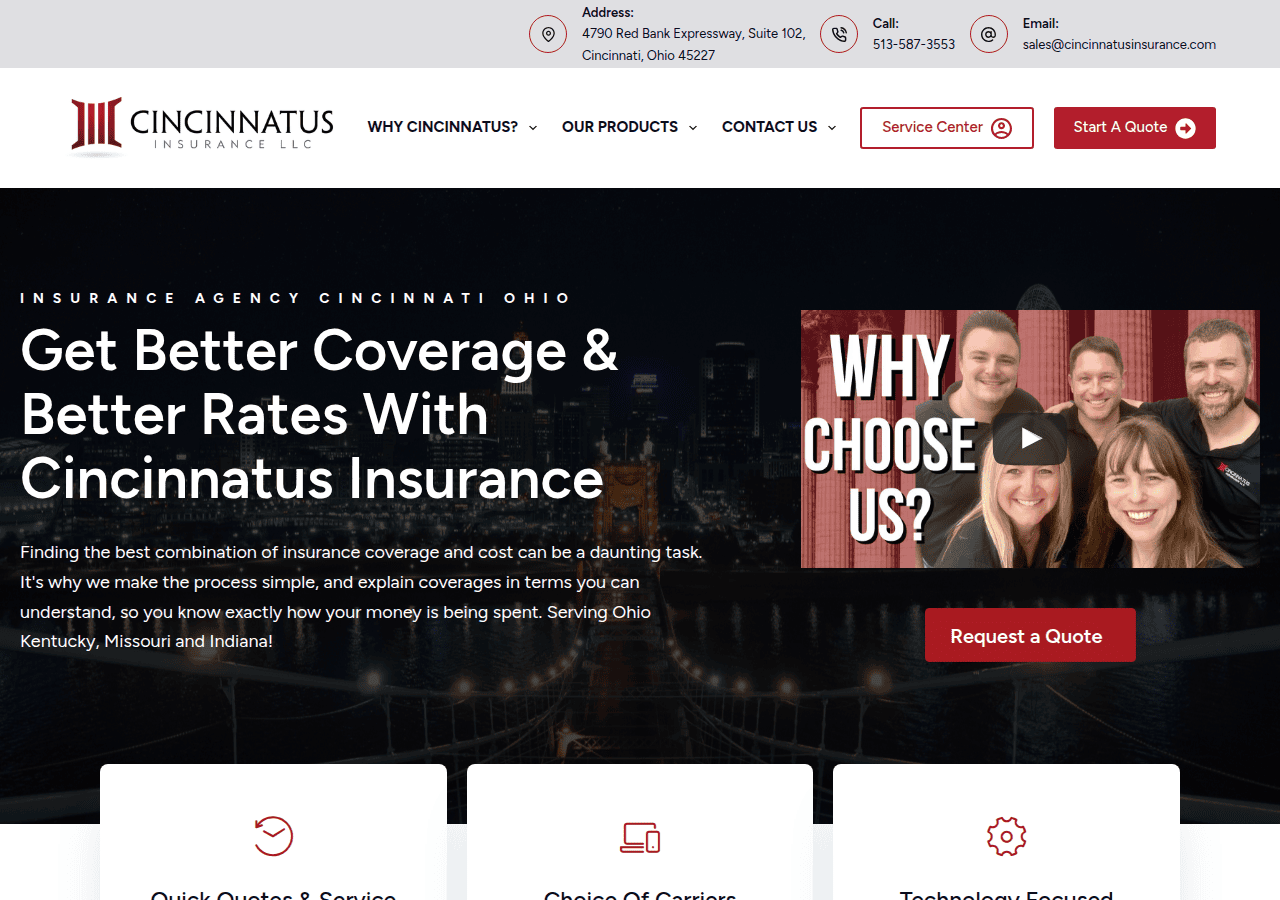 Screenshot of cincinnatusinsurance.com