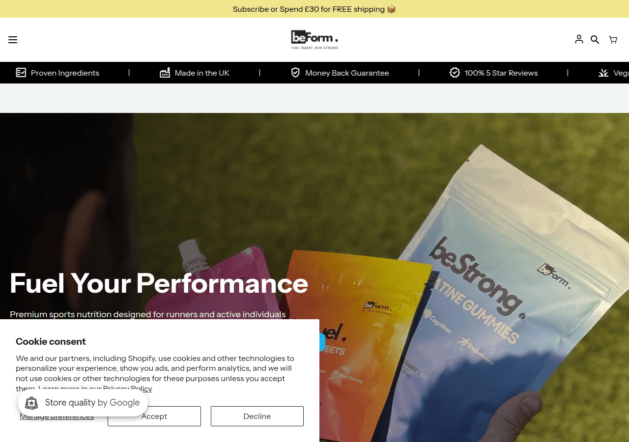 Screenshot of beformnutrition.com