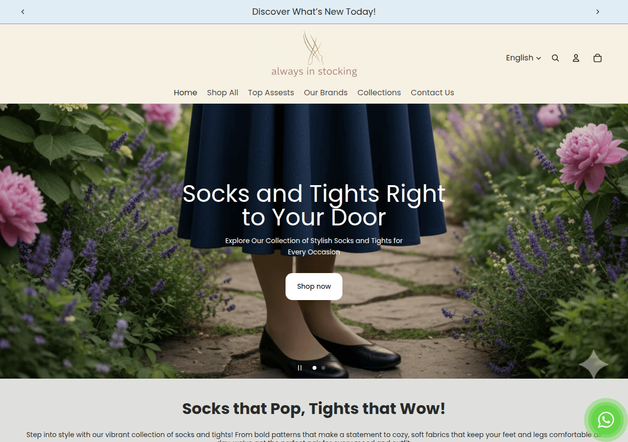 Screenshot of alwaysinstocking.com