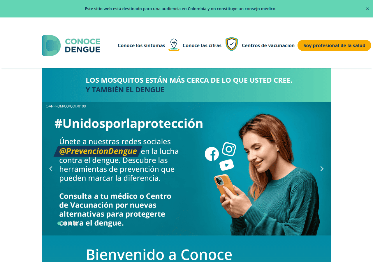 Screenshot of conocedengue.com.co