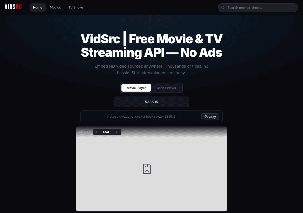 Screenshot of vidsrc.sbs