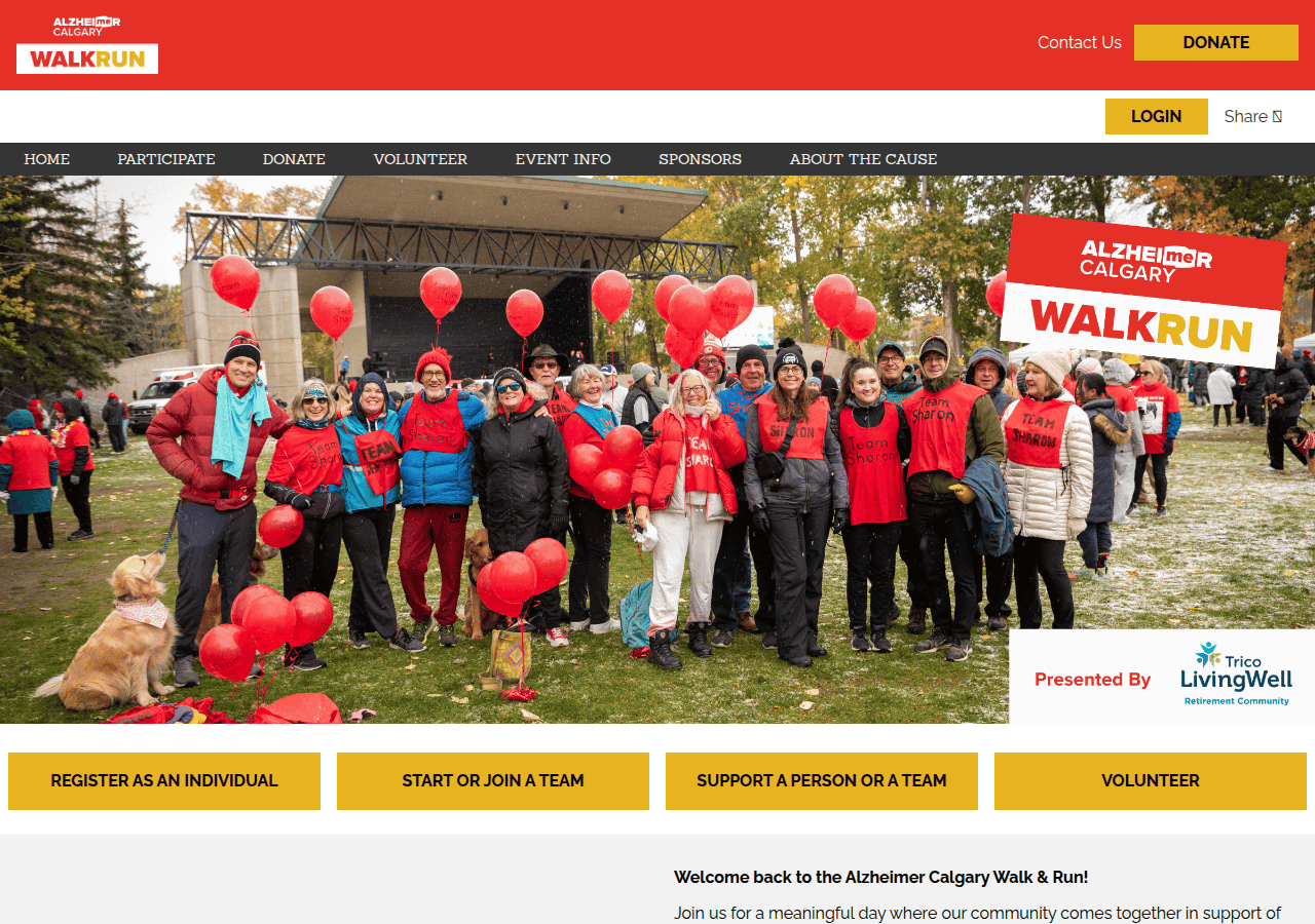 Screenshot of alzheimerwalkrun.ca