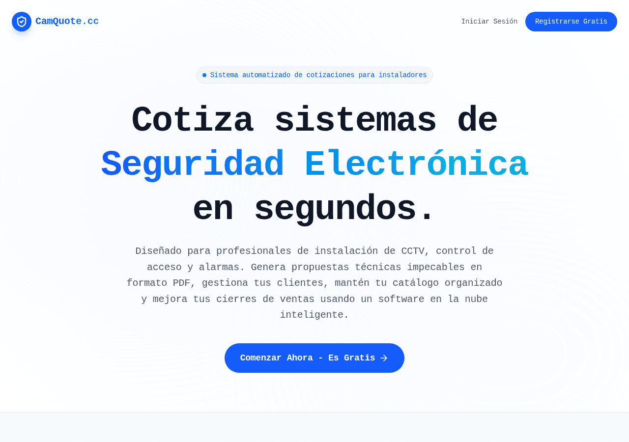 Screenshot of camquote.cc