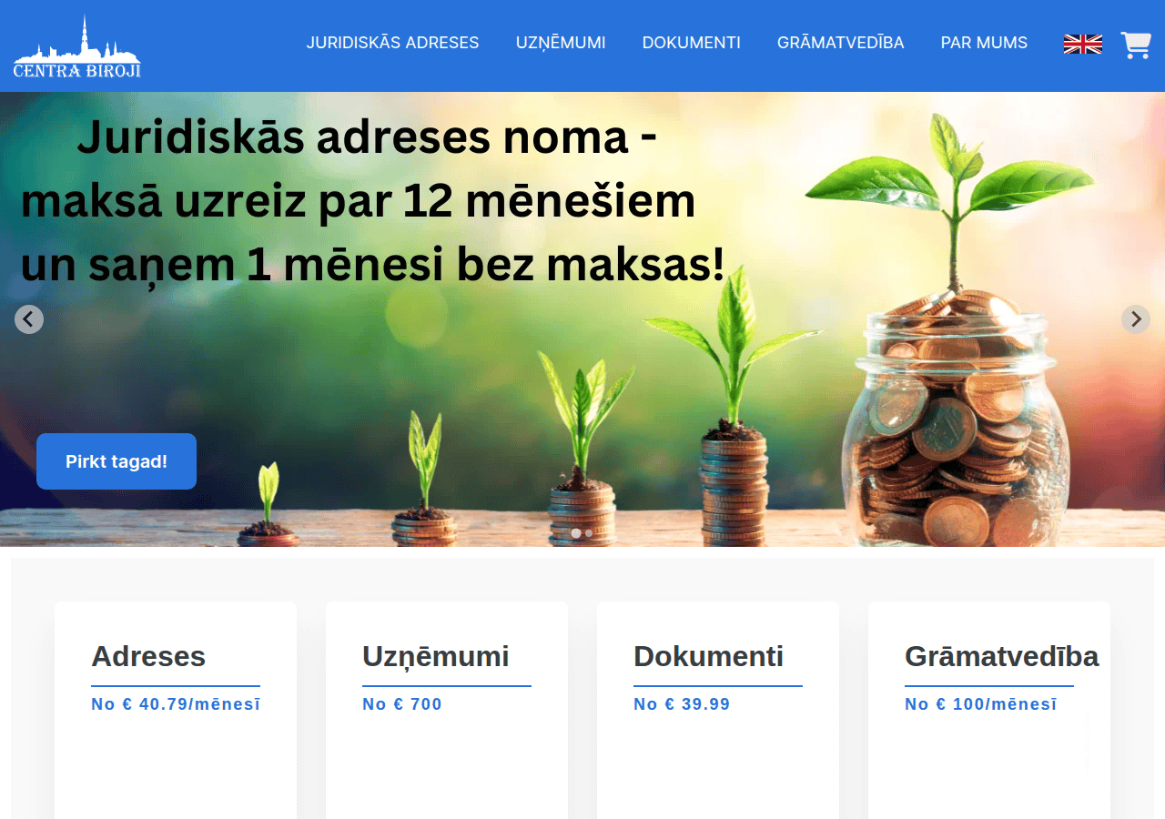 Screenshot of centrabiroji.lv