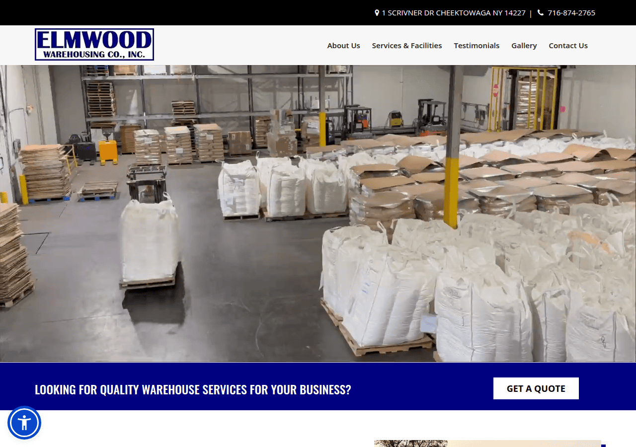 Screenshot of elmwoodwarehousing.com