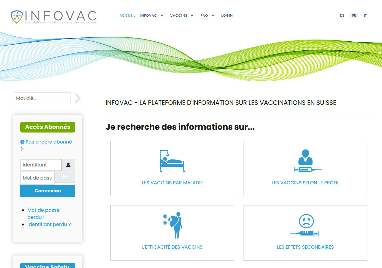 Screenshot of infovac.ch