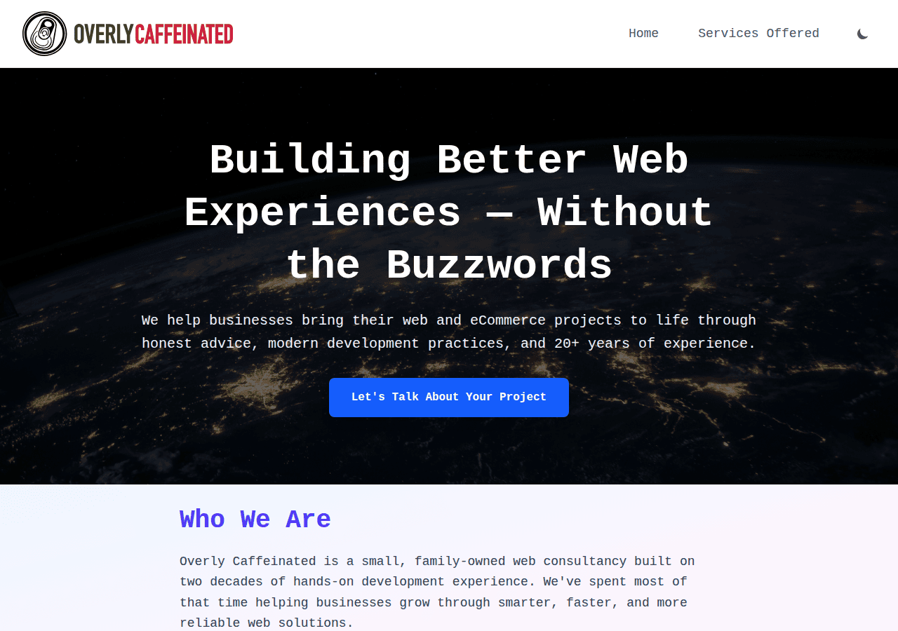 Screenshot of overlycaffeinated.com