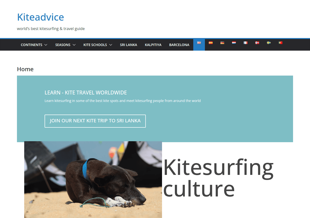 Screenshot of kiteadvice.com