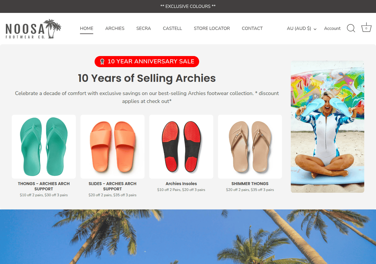 Screenshot of noosafootwear.com