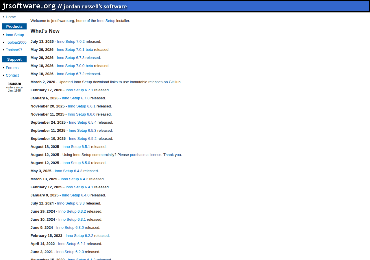 Screenshot of jrsoftware.org