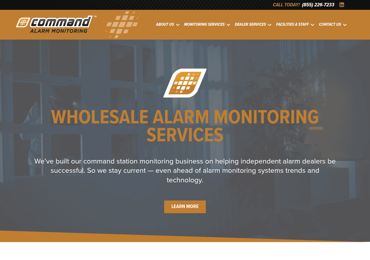 Screenshot of command-alarm-monitoring.com